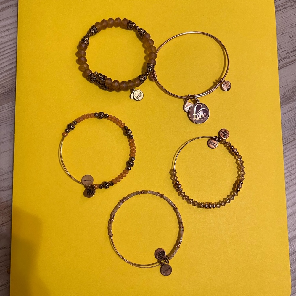 Gold and pink  Beaded Bracelet Set